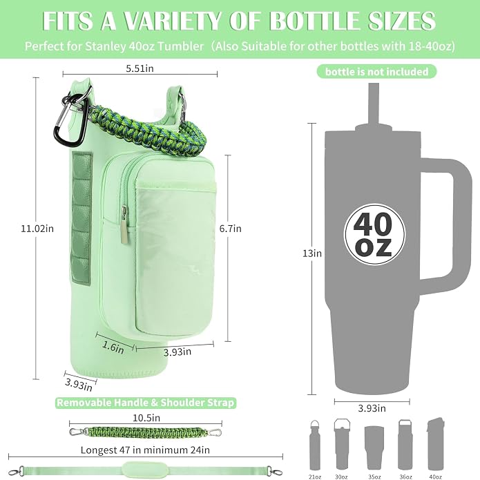 Magnetic Gym Bag for Men Women, Water Bottle Carrier Holder with Strap for Stanley, Small Bag Accessories pouch with N52