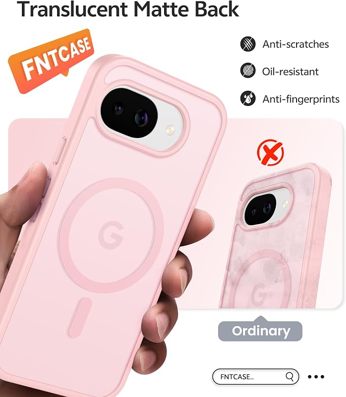 FNTCASE for Google Pixel 10a Case: [Compatible with Magsafe] Translucent Matte Cases with [Screen Protector] Military Grade Shockproof Protective Magnetic Phone Cover for Pixel 10A - Light Pink