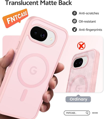 FNTCASE for Google Pixel 10a Case: [Compatible with Magsafe] Translucent Matte Cases with [Screen Protector] Military Grade Shockproof Protective Magnetic Phone Cover for Pixel 10A - Light Pink