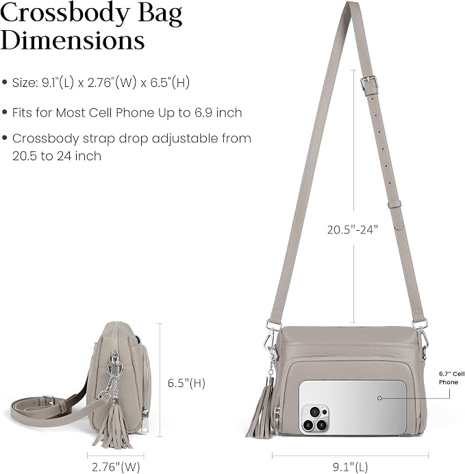 befen Genuine Leather Crossbody Purses for Women Small Crossbody Bags Purse with Built in RFID Blocking Wallet