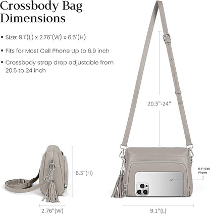 befen Genuine Leather Crossbody Purses for Women Small Crossbody Bags Purse with Built in RFID Blocking Wallet