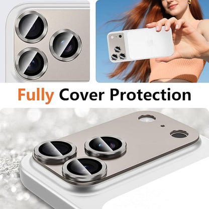 for iPhone 17 Pro Camera Lens Protector, [Military Grade Shatterproof] [Strong Adsorption] [Case Friendly] Full Coverage Metal Aluminum Alloy 9H Tempered Glass Camera Screen Cover, Gray