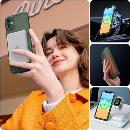 TOCOL for iPhone 11 Case, Compatible with Magsafe, Full Camera Protection, Built-in Magnets, Drop Protection, Translucent Matte Phone Case for iPhone 11 6.1 inch (Alpine Green)