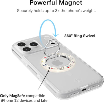 VELVET CAVIAR Compatible with MagSafe Phone Grip 2.0 | Cute Magnetic Ring Holder | Finger Loop Kickstand | Pop On Accessory for iPhone 17, 16, 15, 14, 13, 12 | Snoopy Moods