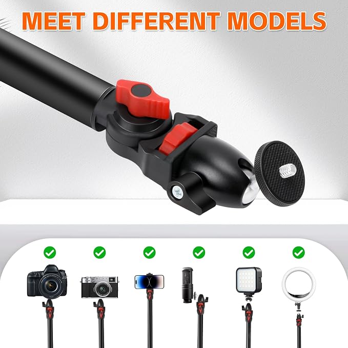 Taisioner Overhead Camera Mount Desk Stand 3-Section Articulated Arm with Heavy Duty C-Clamp 360° Ball Head 5LB Load Capacity Compatible with DSLR,Webcam,Lights,Microphone Live,YouTube,Online Courses