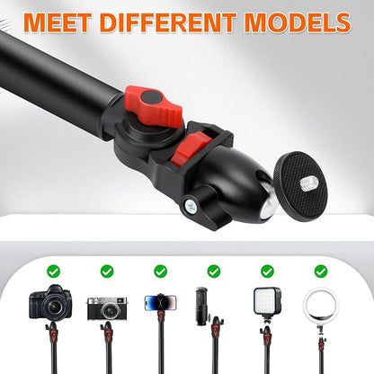 Taisioner Overhead Camera Mount Desk Stand 3-Section Articulated Arm with Heavy Duty C-Clamp 360° Ball Head 5LB Load Capacity Compatible with DSLR,Webcam,Lights,Microphone Live,YouTube,Online Courses