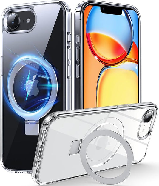 Chicfun 3-in-1 [Magnetic+Kickstand+Ring Holder] for iPhone 17e Case & iPhone 16e case with Stand Compatible with MagSafe, Military Shockproof Protective iPhone 17e Phone Case Kickstand Cover Clear
