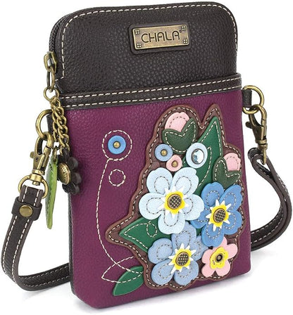 CHALA Plant Life Collection Cell Phone Crossbody Purse-Women PU Leather/Canvas Multicolor Handbag with Adjustable Strap