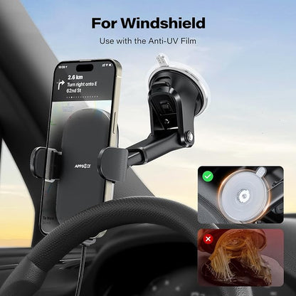 APPS2Car Suction Phone Mount Wireless Car Charger, 15W Dashboard Wireless Charger for Car, Compatible with iPhone, Samsung, LG and More