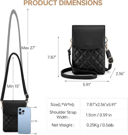 RFID Small Crossbody Purses for Women Quilted Cell Phone Purse with RFID Blocking Credit Card Slots