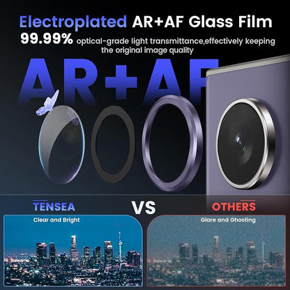 Tensea (3+2PCS for Samsung Galaxy S24 Ultra 5G Camera Lens Protector, 9H Tempered Glass Camera Cover Screen Protector Metal Individual Ring for S24 Ultra 5G 2024 [Installation Tray][Case Friendly]