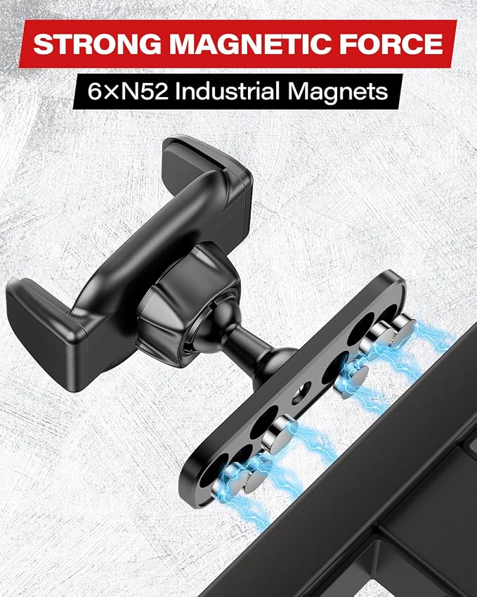 APPS2Car Magnetic Phone Holder for Gym, Aluminum Alloy Base and Joint 360 Adjustable, Compatible with 4.7-6.9" All Phones & Heavy Case, Grey