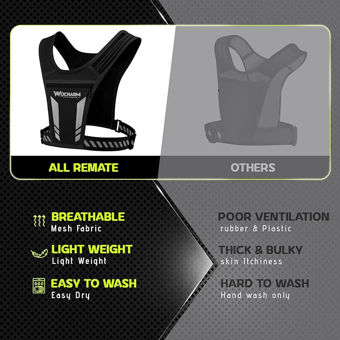 Reflective Vest Chest Phone Holder, Adjustable Hydration Training Workout Gear for Nighttime Running Biking