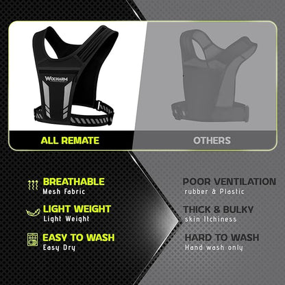 Reflective Vest Chest Phone Holder, Adjustable Hydration Training Workout Gear for Nighttime Running Biking