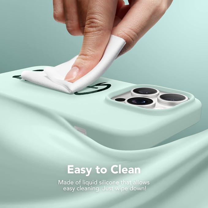 GONEZ for iPhone 14 Pro Case, Compatible with Magsafe, with Screen Protector + Camera Lens Protector, Soft Anti-Scratch Microfiber Lining, Shockproof Liquid Silicone Phone Cover, Mint Green