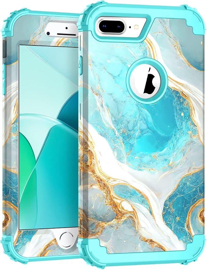 Hocase for iPhone 8 Plus Case, iPhone 7 Plus Case, Heavy Duty Shockproof Protection Hard Plastic+Silicone Rubber Hybrid Protective Case for iPhone 7 Plus/iPhone 8 Plus - Teal
