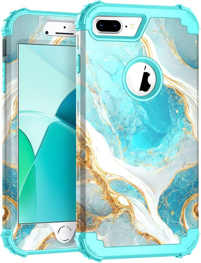 Hocase for iPhone 8 Plus Case, iPhone 7 Plus Case, Heavy Duty Shockproof Protection Hard Plastic+Silicone Rubber Hybrid Protective Case for iPhone 7 Plus/iPhone 8 Plus - Teal