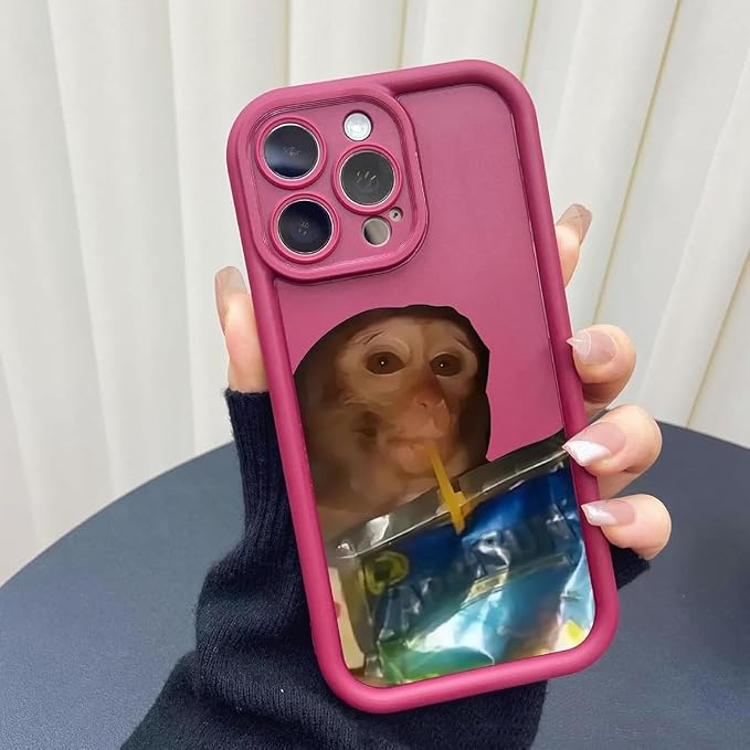 Monkey Phone Case, Funny Monkey Phone Cases, Monkey Drinking Phone Case, for iPhone 16/15/14/13/12/11 Promax (Wine Red B, for iPhone 17)