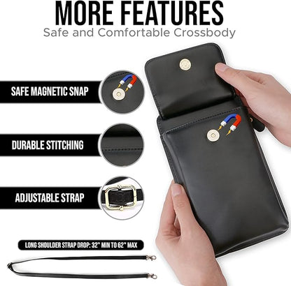 Claasico Crossbody Phone Purse for Women – RFID Phone Case Wallet w/Magnetic Closure & Separate Zipper Pocket Crossbody Bag