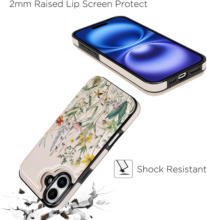 uCOLOR for iPhone 17 Wallet Case with Card Holder PU Leather RFID Blocking Design iPhone 17 flip case for Women Men Magnetic Clasp Kickstand Design 6.3 inch (Desert Flowers)
