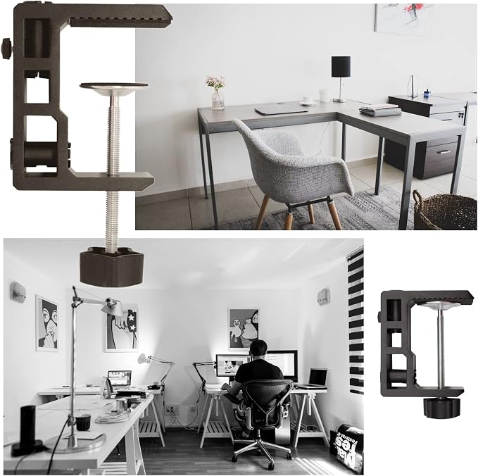 Replacement Heavy Duty C Clamp for 1/2” and 5/8” Hole Base Magnifying Lamp,Desk Lamp,Swing Arm Lamp,Phone I pad Mount,Tablet Mic Holder,Table Mount Clamp for Microphone Stand Mic Boom Arm (G2 BLACK)