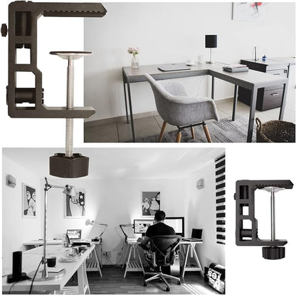 Replacement Heavy Duty C Clamp for 1/2” and 5/8” Hole Base Magnifying Lamp,Desk Lamp,Swing Arm Lamp,Phone I pad Mount,Tablet Mic Holder,Table Mount Clamp for Microphone Stand Mic Boom Arm (G2 BLACK)