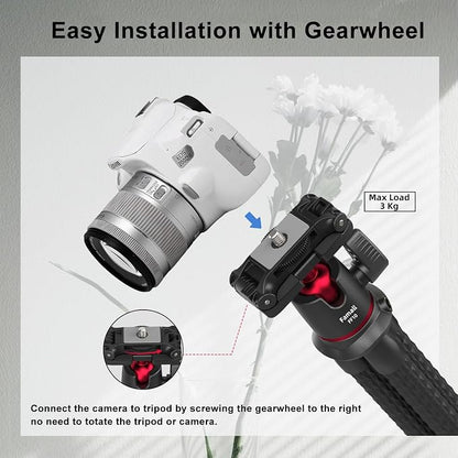 Portable Camera Tripod, Mini Flexible Stand for Phone with Cold Shoe Phone Mount for iPhone Camera Gopro Travel