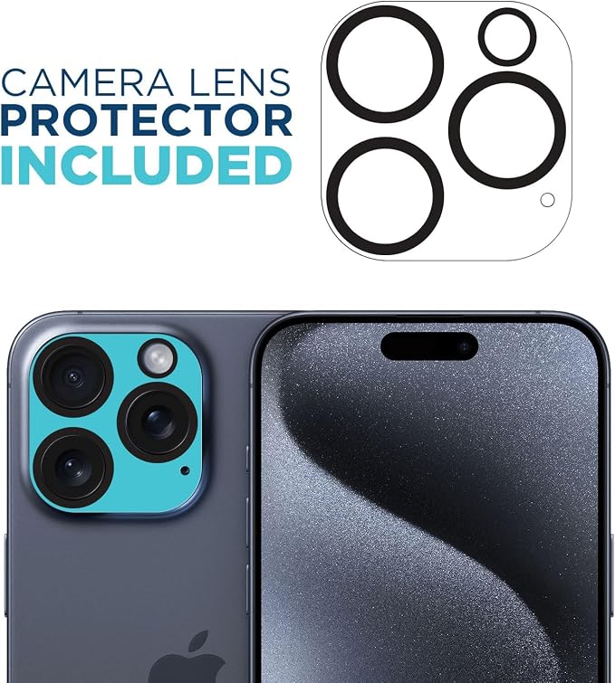 Tech Armor iPhone 15 Pro Max Screen Protector 6.7 Inch - Ballistic Tempered Glass, Case Friendly, Sensor Protection, HD, 9H Hardness, 3 Pack + Bonus Camera Lens Protector