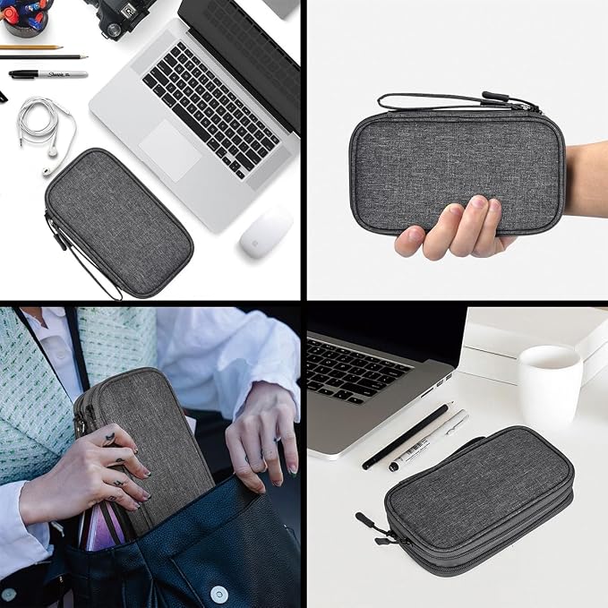 CAAORDKSO Cord Organizer Travel, Electronic Organizer Travel Case, Cable Organizer Bag Tech Pouch Accessories Case, Travel Essentials for Cable, Charger, Phone, Power Bank, Earphone (Dark Gray, Large)