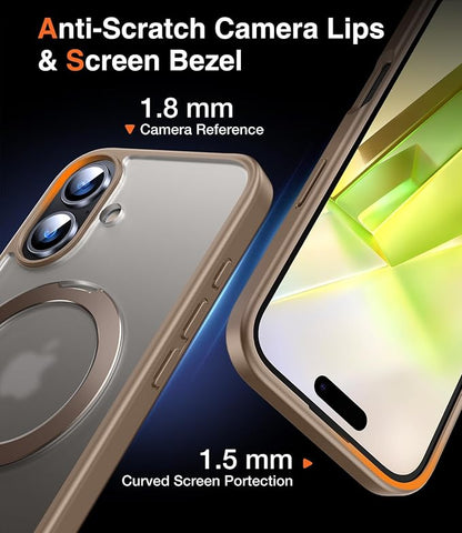 Chicfun 3-in-1 [Magnetic+Kickstand+Ring Holder] for iPhone 16 Case with Stand Ring Holder， Compatible with MagSafe, Military Shockproof Protective Kickstand Phone Case iPhone 16 Cover BronzeDesertTan