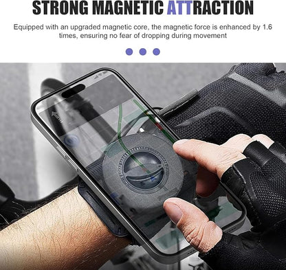 Wristband Phone Holder, Adjustable Suction Navigation Arm Strap, Breathable Detachable Sports Forearm Armband Mount, Outdoor Accessory for Biking Walking Jogging (Black)