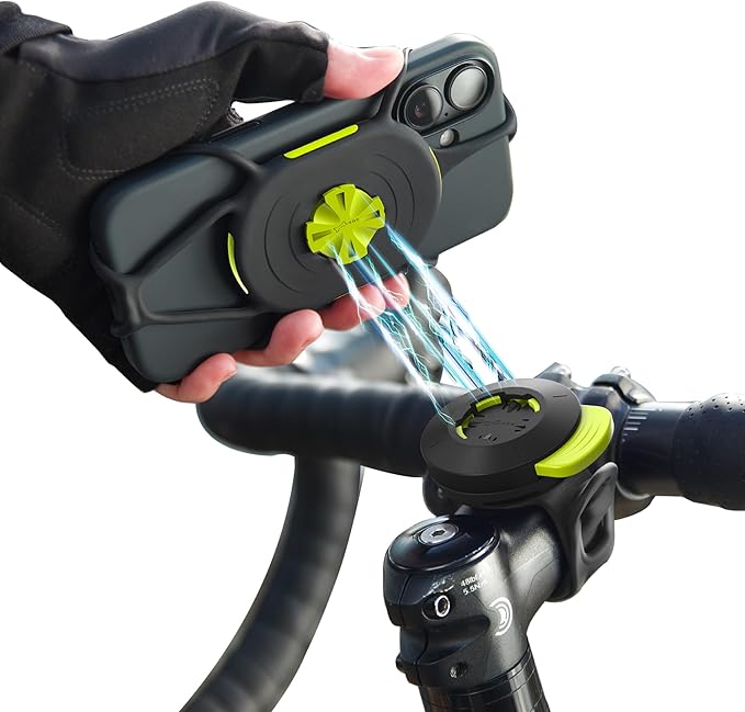 BONE Bike Tie Connect Kit 3, Magnetic Bicycle Phone Mount for Stem, Detachable & 360° Rotatable Silicone MTB Holder, Cycling Phone Carrier for iPhone & 4.7"–7.2" Smartphones (Magnetic - Stem)