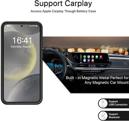 Battery Case for Galaxy S24 Plus,12000mAh Large Capacity Rechargeable Portable Protective Extended Charger Cover Compatible with Galaxy S24 Plus (6.7 inch) Wireless Charging Case with Carplay-Black
