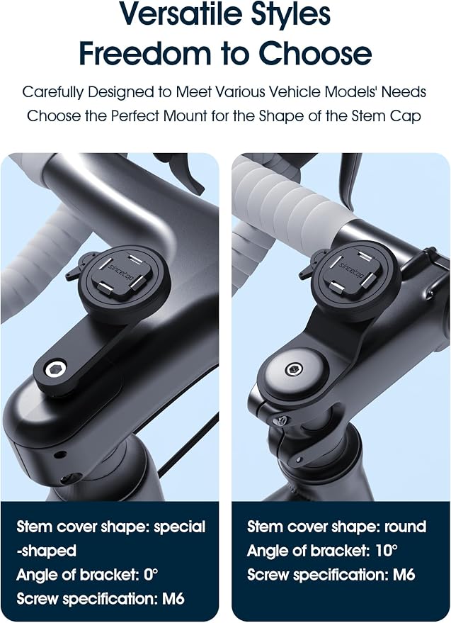 sincetop Bike Phone Mount - Series Q [ Quad ] - Bicycle Stem Cap Phone Holder,Universal Aluminum Handlebar Cell Bracket, Cycling Quick Mount for Mountain&Road&Ebike&Gravel Bike
