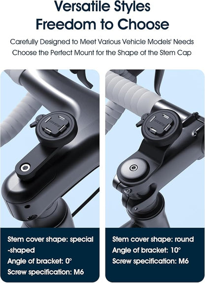 sincetop Bike Phone Mount - Series Q [ Quad ] - Bicycle Stem Cap Phone Holder,Universal Aluminum Handlebar Cell Bracket, Cycling Quick Mount for Mountain&Road&Ebike&Gravel Bike