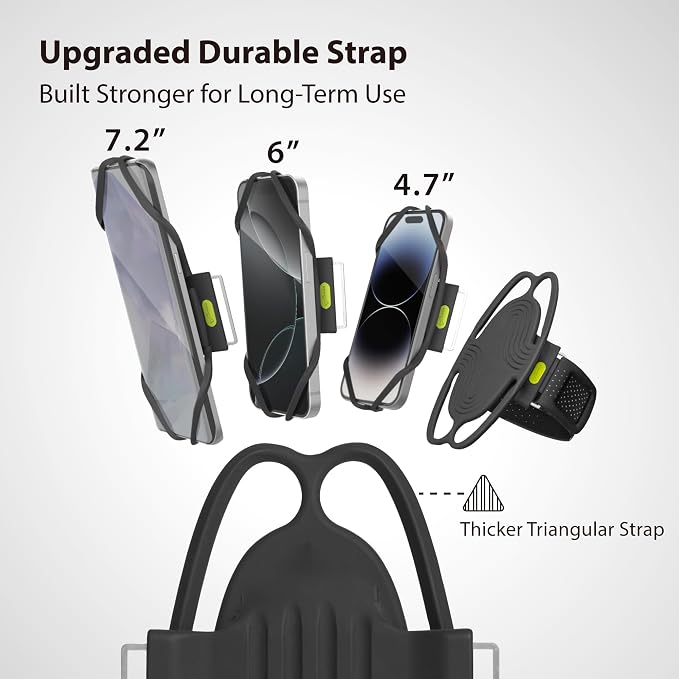 BONE Run Tie 3, Running Phone Armband, Skin-Friendly Silicone Sport Armband with Dual Layer Structure for Heat-Dissipation, Workout Phone Holder for iPhone and 4-7"-7.2" Smartphones (Size L)