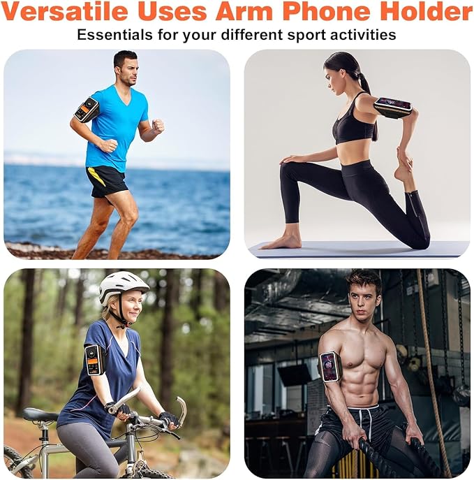 Phone Armband Holder for Running,3D Design Cell Phone Armband with Zipper Pocket for Earbuds Car Keys,Water Resistant Sport Running Arm Band for iPhone 16 15 14 13 12 11 Pro Max Fit Up to 6.9''