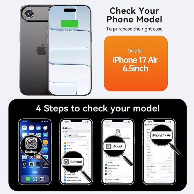 BOPPS Battery Case for iPhone 17 Air 【2026 New】,Powerful 8500mAh Portable Charger Case 360°Protection Rechargeable Extended Charging case for iPhone 17 Air 6.5inch,(Black)
