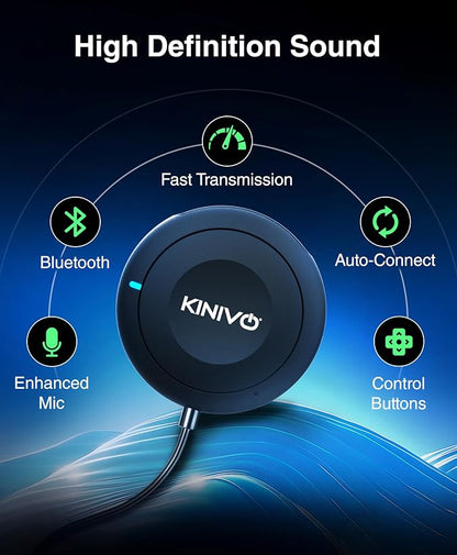 Kinivo BTC450 Bluetooth Car Kit (Hands-Free, AUX Bluetooth Adapter for Cars with Ground Loop Noise Isolator, 3.5mm Aux Input, Apt-X)
