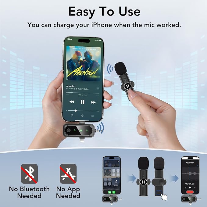 3 in 1 Mini Wireless Lavalier Microphone for All Devices (iOS, Andriod, Camera, PC) - Noise Reduction Lapel Mic for Recording, Clip on Omni Lav Mic for Video Recording, Tiktok, YouTube, Vlog
