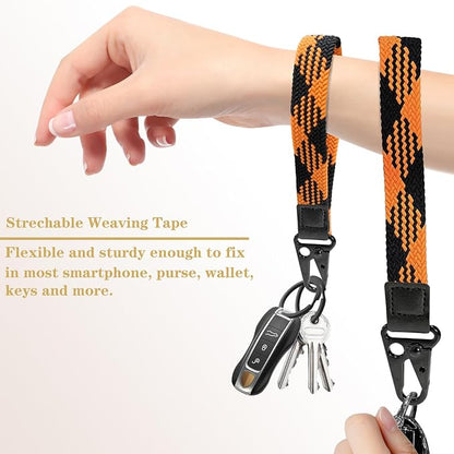 Stretchy Wristlet Keychain, Wrist Lanyard Strap Key Chain Holder to Hold Keys Wallet Phone ID Badge for Men Women