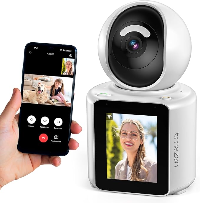 TMEZON Video Pet Dog Camera Indoor Two Way Wireless Security Camera Monitor 1080P with Phone app and Motion Detection,Baby/Elderly/Nanny Audio Calling Device Pan Tilt