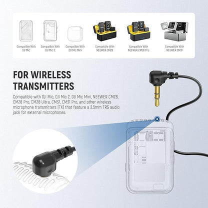 NEEWER Mini Lavalier Microphone (2 Pack), 6.6ft/2m Clip On Wired Condenser Lapel Mic with 3.5mm TRS Plug, Compatible with DJI Mic 2, Rode Wireless Go II, NEEWER CM28 CM31 Camera, LM5
