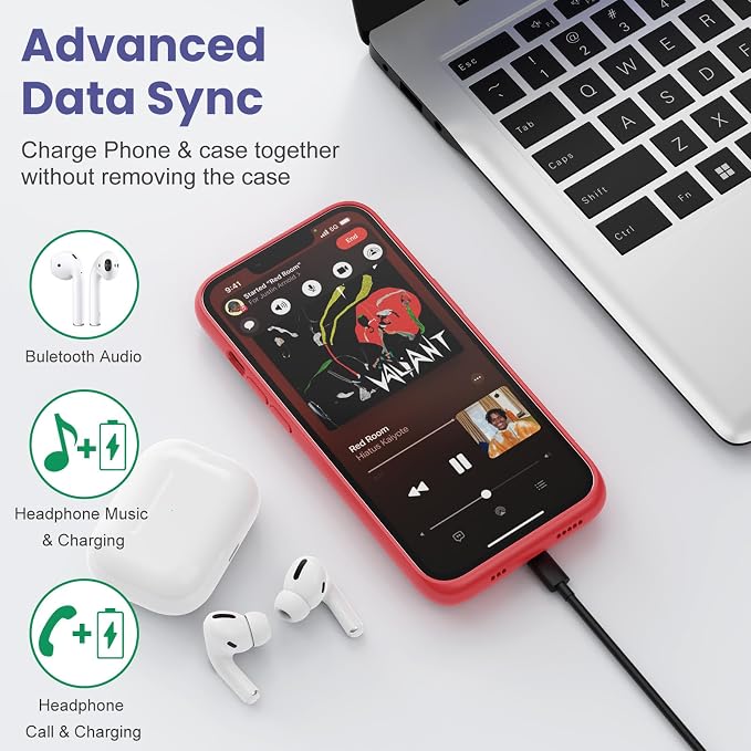 Battery Case for iPhone 13/13Pro/14,7500mah Ultra-Slim Protective Charging Case, Portable Rechargeable Expandable Battery Charger Cover Compatible with iPhone 13/13Pro/14 (6.1 Inch)-Red