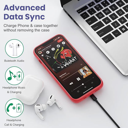Battery Case for iPhone 13/13Pro/14,7500mah Ultra-Slim Protective Charging Case, Portable Rechargeable Expandable Battery Charger Cover Compatible with iPhone 13/13Pro/14 (6.1 Inch)-Red
