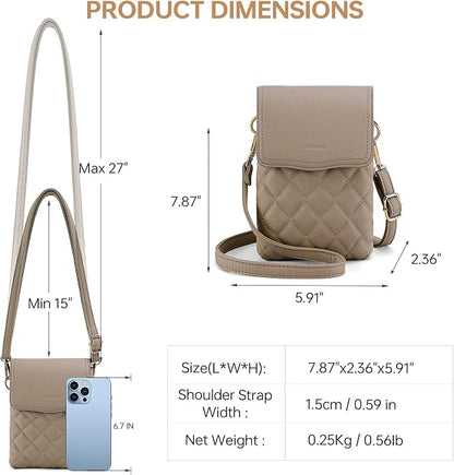 RFID Small Crossbody Purses for Women Quilted Cell Phone Purse with RFID Blocking Credit Card Slots