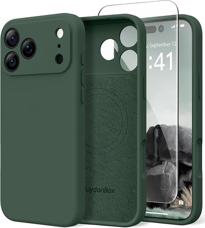 Magnetic for iPhone 17 Pro Max Case, Compatible with MagSafe, [Full Camera Protection][Screen Protector] Silicone Shockproof Protective Phone Case for iPhone 17 Pro Max 6.9", Alpine Green