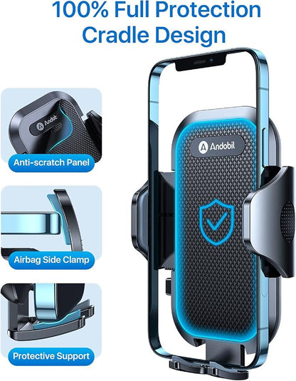 andobil 2026 Upgraded Car Phone Holder Mount for Vent, Military Sturdy Metal Clip Air Vent Phone Holder for Your Car Easy Used Cell Phone Car Mount for iPhone 17 Pro Max 15 14 13 Samsung S26 S25
