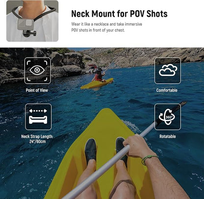 NEEWER Magnetic Neck Mount Compatible with GoPro Hero 13 12 11 MAX DJI Action 4 Insta360 iPhone 15 Pro Max Samsung S23, Quick Release Flexible POV Action Camera Neck Mount Adapter & Phone Holder, GP15
