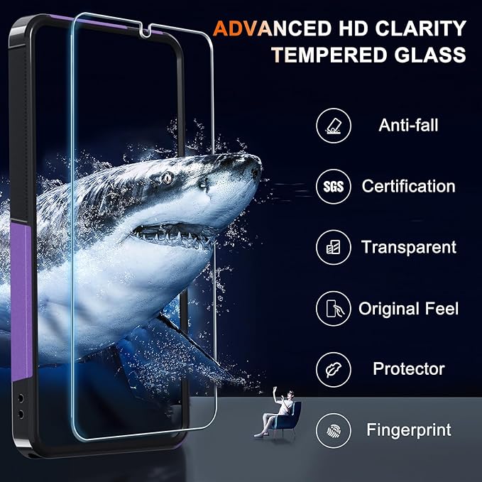 for Samsung Galaxy S26 Ultra Case with Screen Protector+Camera Lens Cover,Military Grade Heavy Duty Shockproof Phone Cover with Wrist Lanyard Strap for Samsung S26Ultra,Lavender